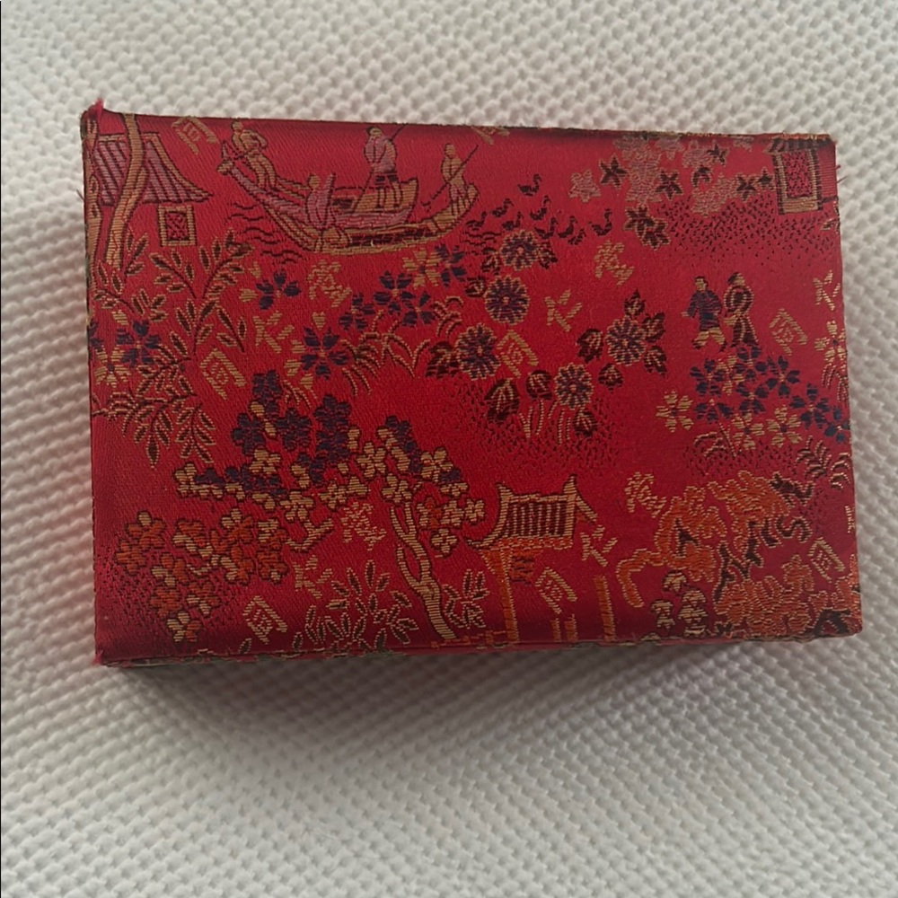 Red Fabric box with Gold Floral Design